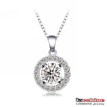 18k White Gold Plated Round Shaped Wedding Necklace (CNL0006-B)